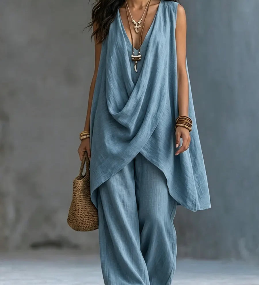 Conjunto boho femenino de algodón y lino libre