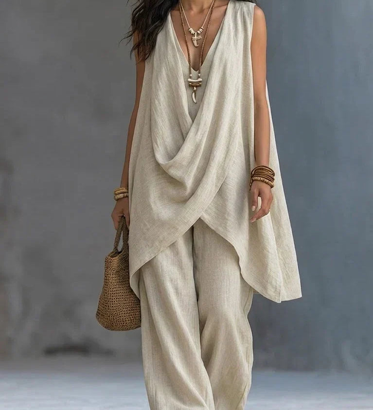 Conjunto boho femenino de algodón y lino libre