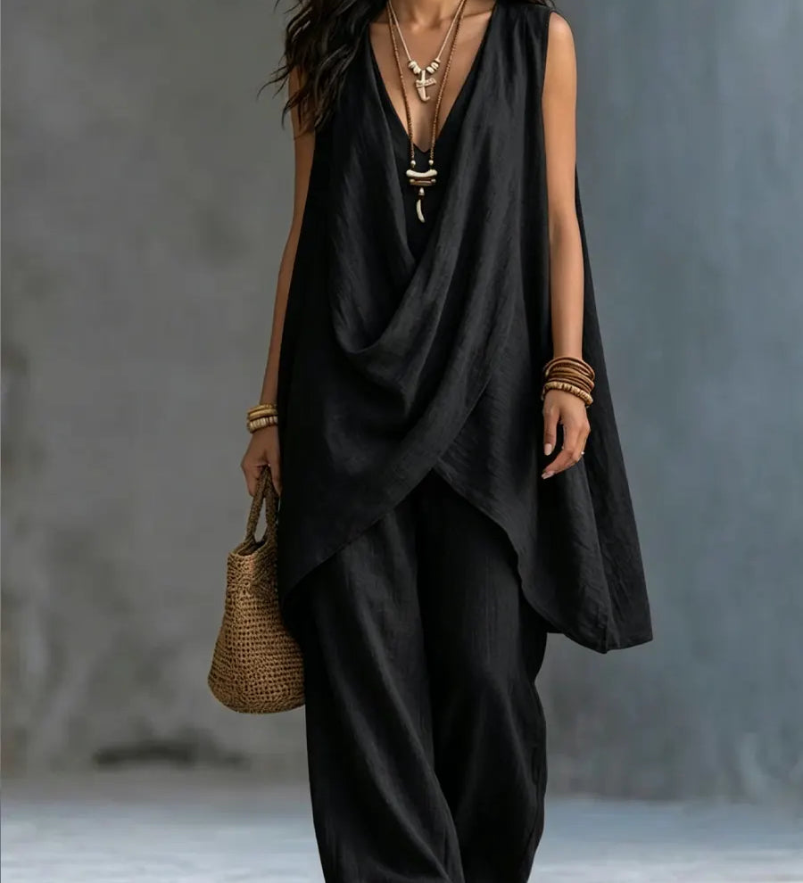 Conjunto boho femenino de algodón y lino libre