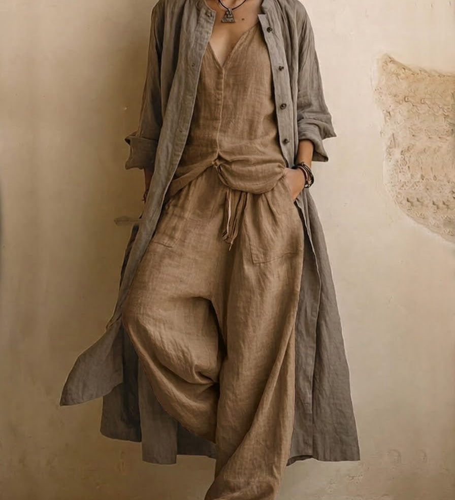 Conjunto boho de lino de 3 piezas