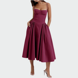 Vestido Maxi de Satén con Tirantes Finos