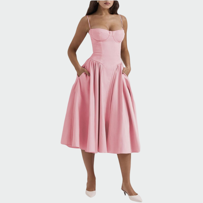 Vestido Maxi de Satén con Tirantes Finos