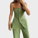 Milica - Conjunto de top y pantalones para mujer