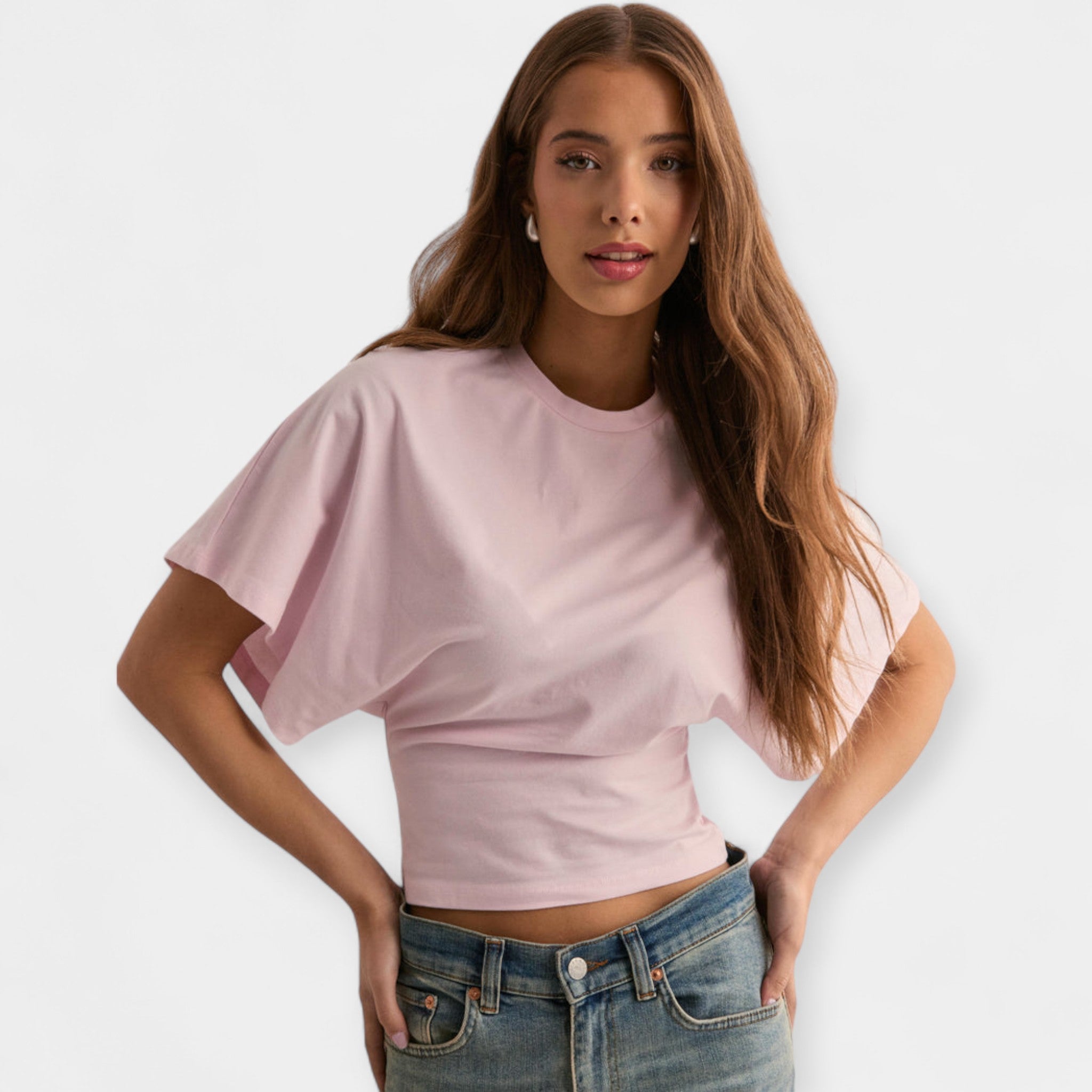 Stana - Camiseta de Mangas Amplias y Escote Profundo