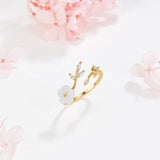 Rise - Anillo con flor blanca