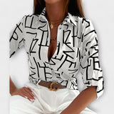 Camila – Blusa Geométrica Sofisticada
