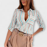 Camila – Blusa Geométrica Sofisticada