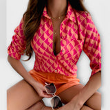 Ljubomira – Blusa Geométrica Sofisticada